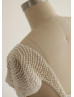 Beaded Cap Sleeves Ivory Chiffon Pleated Simple Wedding Dress
